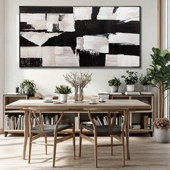 Graffiti Black Wall Art Geometry Abstract Neutral Large Framed Canvas Posters…