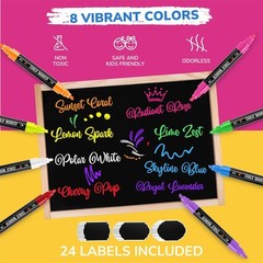 Zenacolor Liquid Chalk Markers – Dual Tips, 8 1 Count (Pack of 8), Multicolor