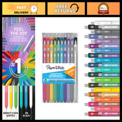 Ultimate Gel Pen Set – 30 Count Retractable Ink Joy Pens, Classic & Metallic Col