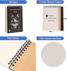 50-Piece Premium Drawing Set with 3-Color Sketchbook & Art Tools for All Ages