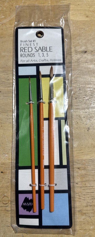 Marx Brush Set Finest Red Sable Rounds #1 #3 #5 New (Sealed) Germany