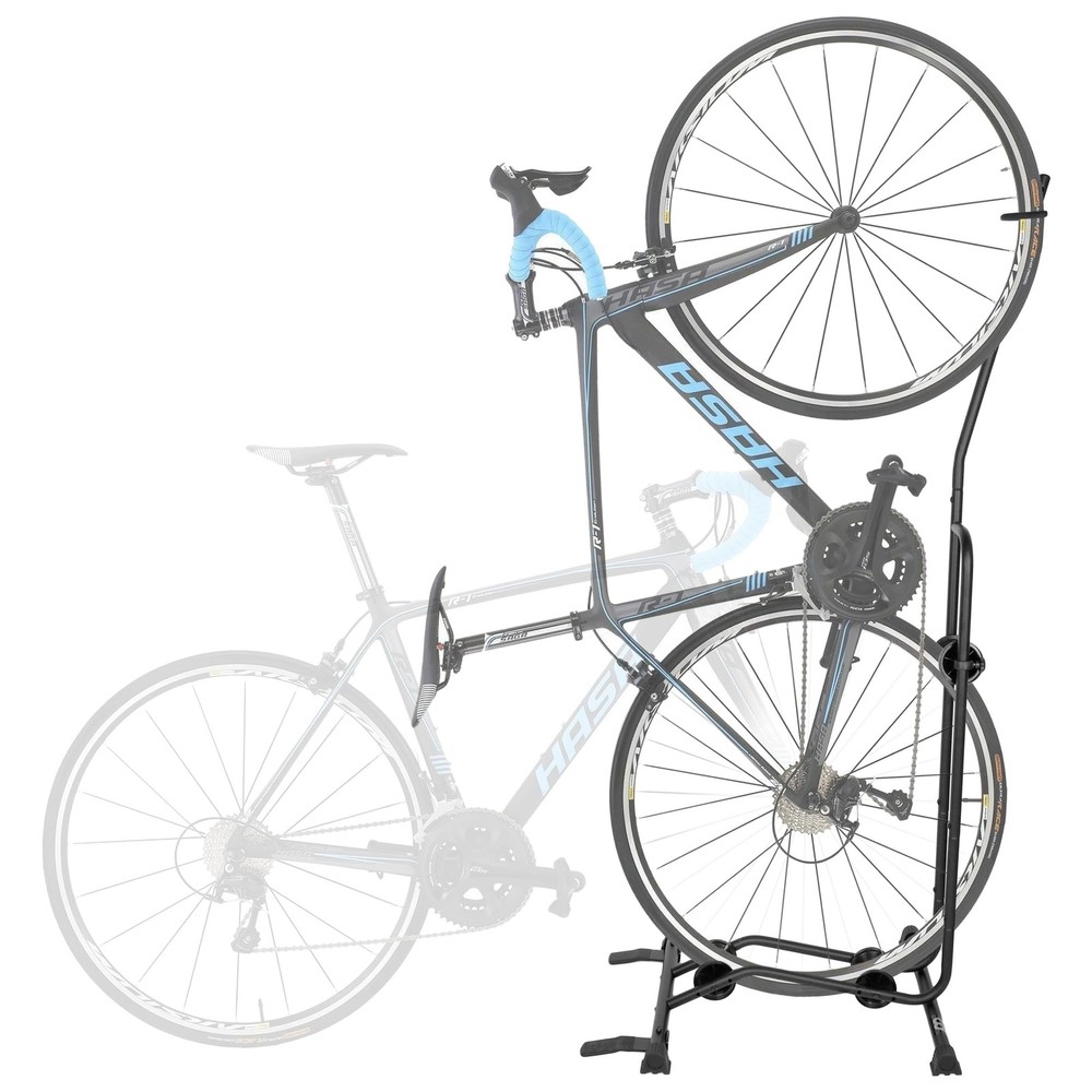 CyclingDeal Upright Bike Stand Floor – Vertical & Horizontal 1 Bike, Black