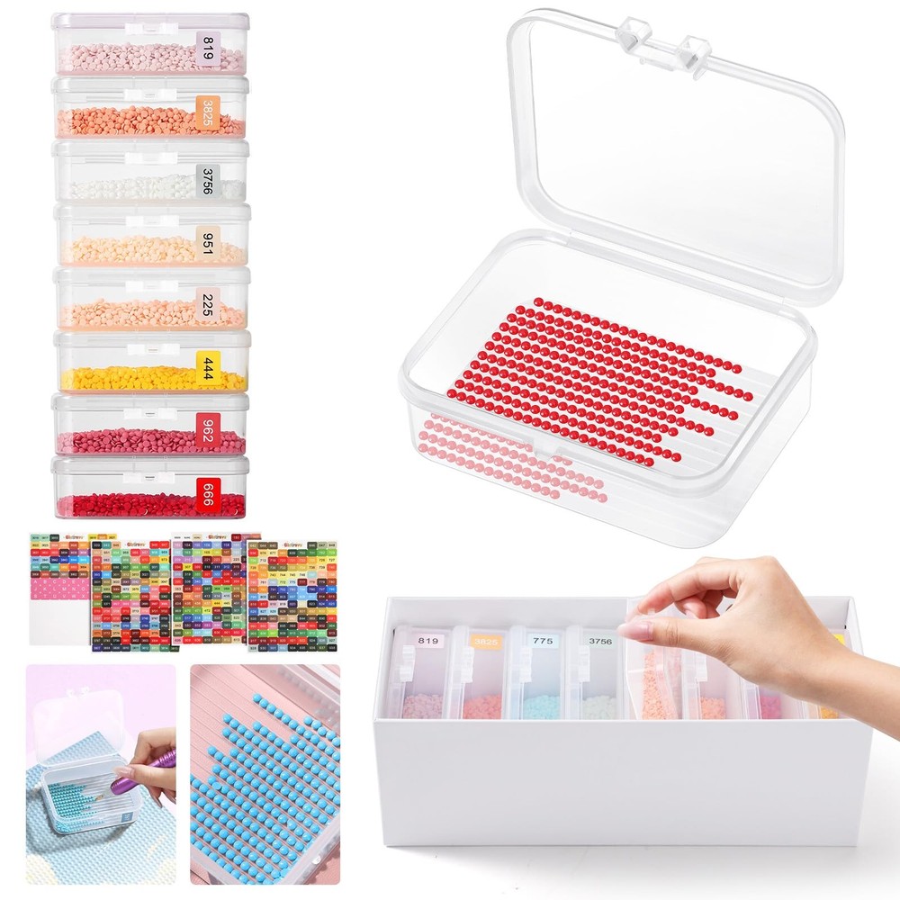 Diamond Art Storage Containers Trays, 8pcs Diamond Painting Trays with Lids,