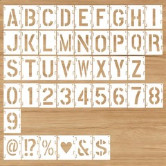 Qdfmkac 42 Pcs 2 in Letter Stencils for Painting, Interlocking 2 INCH, white