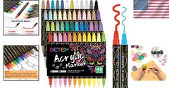 Versatile 48-Color Dual Tip Acrylic Paint Markers for Creative Expressions