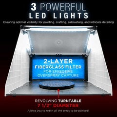 Portable DUAL UNITS Hobby Airbrush Paint Spray Booth Exhaust Filter LED Light