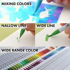 Zig Clean Color Real Brush 24 Colors Set, Brush Tip Marker Pens, for Professiona