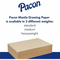 Pacon Cream Manila Drawing Paper, 50 lb Cover Weight, 12 x 18, Cream Manila,