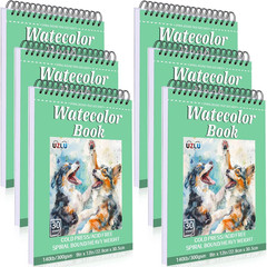 6 Pack Watercolor Paper Pad, 9X12 Inch Water Color Paper, 140Lb/300Gsm, Cold Pre
