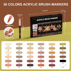 36 Brown Tones Colors Acrylic Paint Markers, Soft Brush Tip Paint Pens Paint …