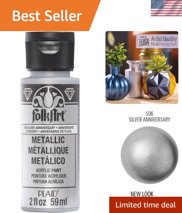 Metallic Acrylic Paint 2 oz – Vibrant Silver Anniversary for Stunning Crafts