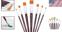 Durable Short Handle Flat Brush Set – 7 Sizes for Acrylic, Gouache & Watercolor