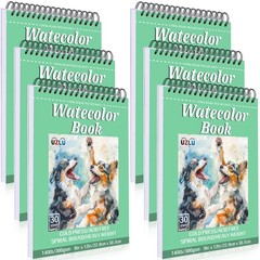 6 Pack 9×12 Inch Watercolor Paper Pad 180 Sheets 140lb 300gsm Spiral Pad