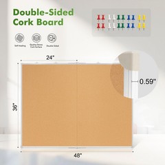 48×36 Inch Double-Sided Foldable Aluminum Cork Bulletin Vision Board 20 PCS
