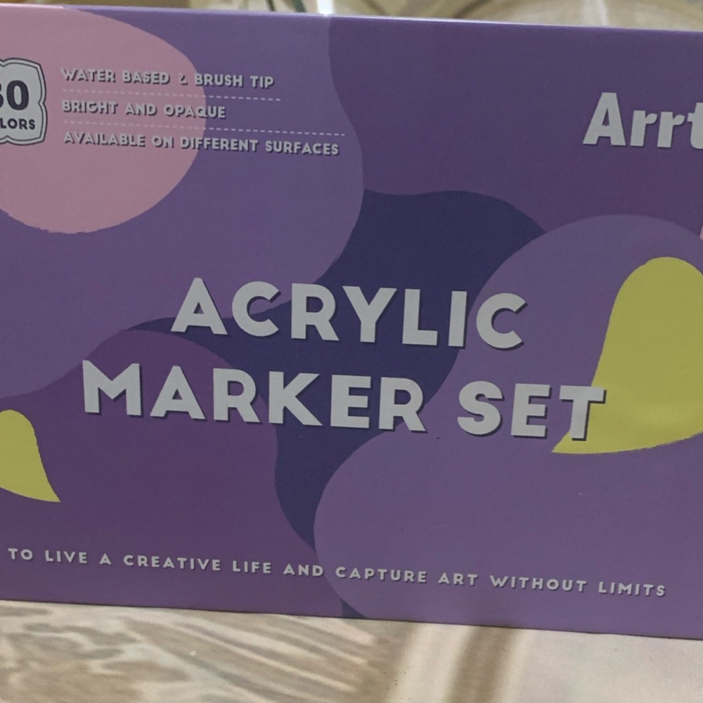 Arrtx Acrylic Paint Marker Set, Water Based Brush Tip, 60 Colors Multicolor