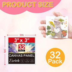 3X3In Small Canvases for Painting, 32 Pack Mini Canvas Boards Cotton Painting Ca