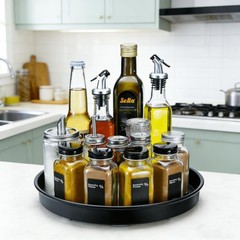 Amolliar Lazy Susan Organizer, Metal Rotating Turntable Spice Rack for Kitche…