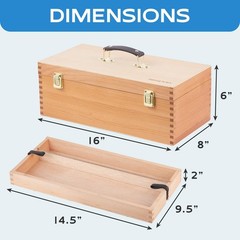 Large Art Supply Storage Box, Solid Beechwood Tool Box, Artist Storage Organizer