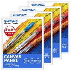 FIXSMITH Canvas Boards for Painting 8×10 Inch, Super Value 4 Pack Paint Canva…