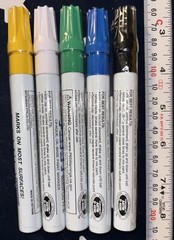 5X Uni-Paint PX-20 Oil-Based Paint Marker Medium Line (BLK, WH, YEL, GRN, BLUE)