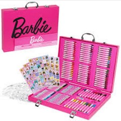 Barbie Art Supplies Set, 130+ Pcs Girls Drawing Colouring Travel Case
