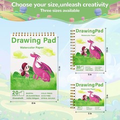 2-Pack Elvendreth Drawing Paper Pad, 5×7.5 Inch, 5×7.5 in（2pack）, green