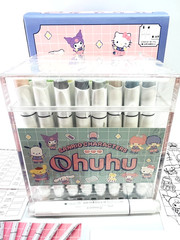 Sanrio x Ohuhu Alcohol Brush Marker Set 48 Brush Broad Tip Pastel +Blender Japan
