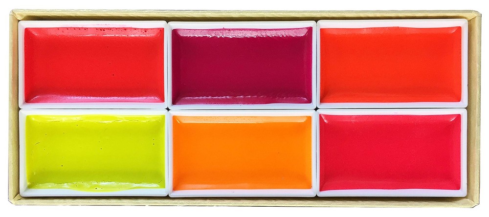 Kissho Japanese Painting Horn Face Color Lumi Accent Paint Set 6 Colors