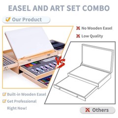 85 Piece Deluxe Wooden Art Supplies, Art Kit with Easel and Acrylic Pad, Art Set