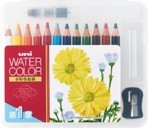 Mitsubishi Pencil Uni Water Color Pencil 12 Colors Coloring Compact Set