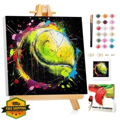 Mandun Paint by Numbers Kit Tennis 7.8×7.8inch with Frame