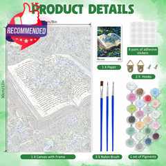 Framed Paint By Numbers Kit For Adults, Book Diy Paint By Number Kits On Canvas