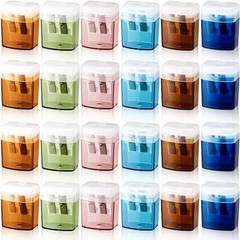Zhanmai Pack Pencil Sharpeners with Lids Manual Dual Hole Pencil Sharpeners 24