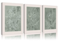 3Pcs Sage Green Botanical Wall Art Line Drawing Floral Canvas Poster Prints M…