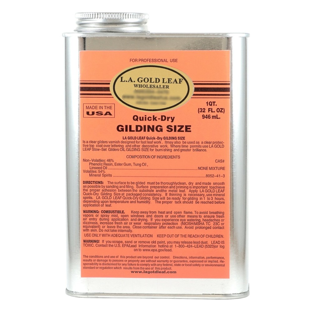 L.A. GOLD LEAF – Quick-Dry Gilding SIZE ADHESIVE Oil Base (Size:32 oz.)