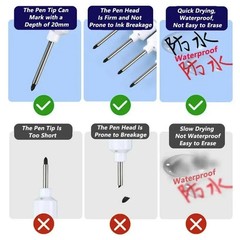 8pcs Deep Hole Markers Set 20mm Long Nib Waterproof Metal Woodworking Pens – NEW
