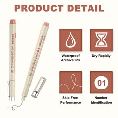 6Pcs 0.25mm Fineliner Ink Pens(Brown)