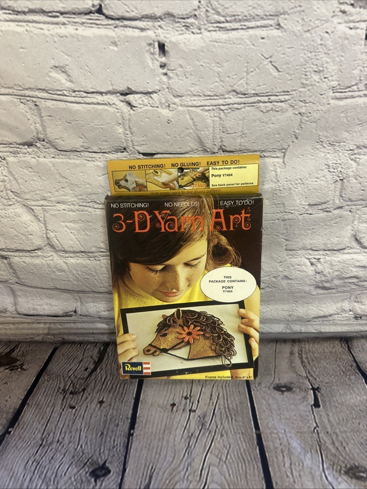 Vtg Revell 3-D Yarn Art Kit 1970s Pony Horse Y7404 Mid Century Wall Decor 6×8