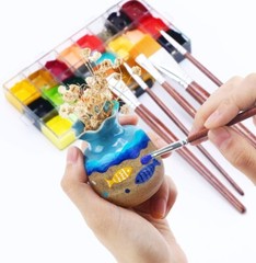 Durable Short Handle Flat Brush Set – 7 Sizes for Acrylic, Gouache & Watercolor