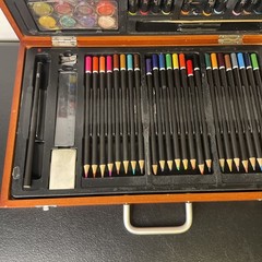 Classic Art Studio Artists Kit with Case And Colored Pencils Crayons Watercolors