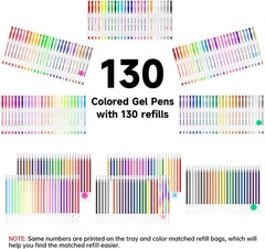 Shuttle Art 260 Pack Gel Pens Set, 130 Colors with 130 Refills for Adults Colori