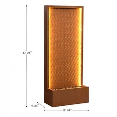 Rustic Zinc Metal Waterfall Fountain with LED Lighting – Outdoors