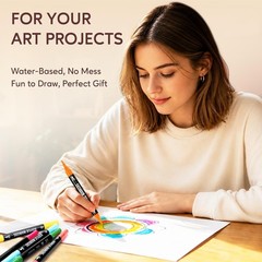 48 Colors Acrylic Paint Markers, Dual Tip with Fine Tip and Brush Tip Pens fo…
