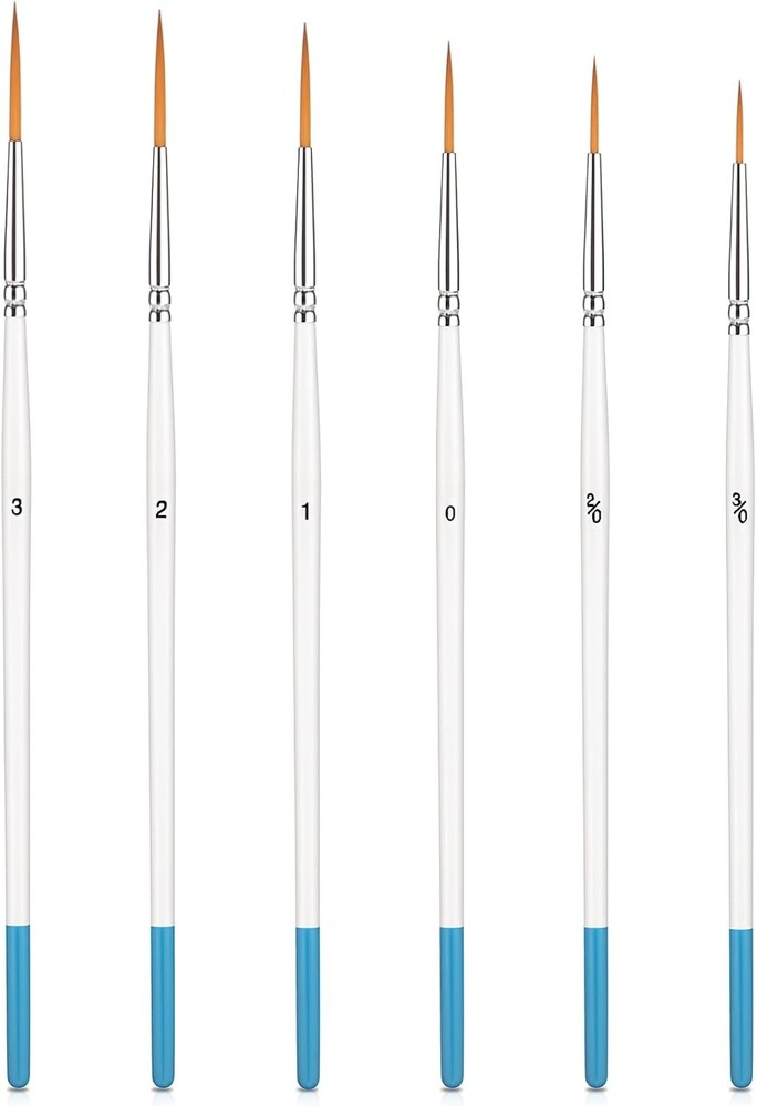 6 Pcs Script Liner Brush Long Fine Point Tip Small to Medium