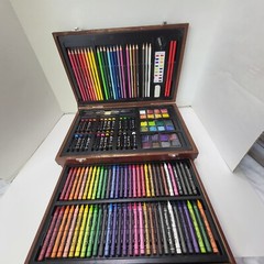 Deluxe DM Creations Water Color & Crayon Art Sketch-Kit in Wooden Case