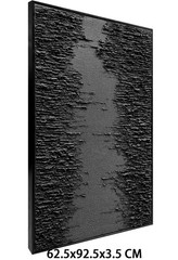 Framed Black Canvas Wall Art, Modern Abstract Oil Paintings, Relief Texture W…