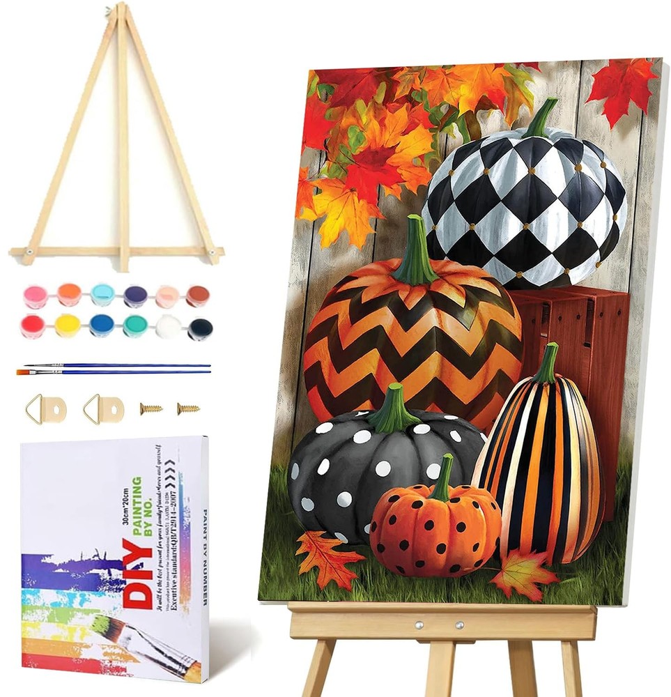 Kaixine Fall Pumpkin Paint by Numbers Kit for Adults with Framed,Thanksgiving…