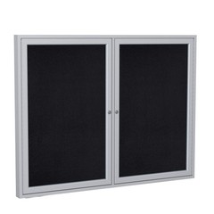 Ghent’s 36″ x 60″ 2 Door Enclosed Rubber Bulletin Board in Black