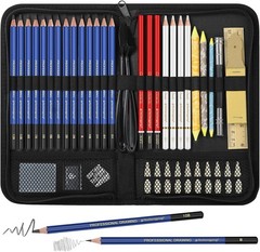 100-Pc Pro Art Drawing Kit: Sketchbook, Graphite, Charcoal, Watercolor Pencils