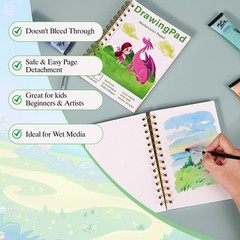 2-Pack Elvendreth Drawing Paper Pad, 5×7.5 Inch, 5×7.5 in（2pack）, green